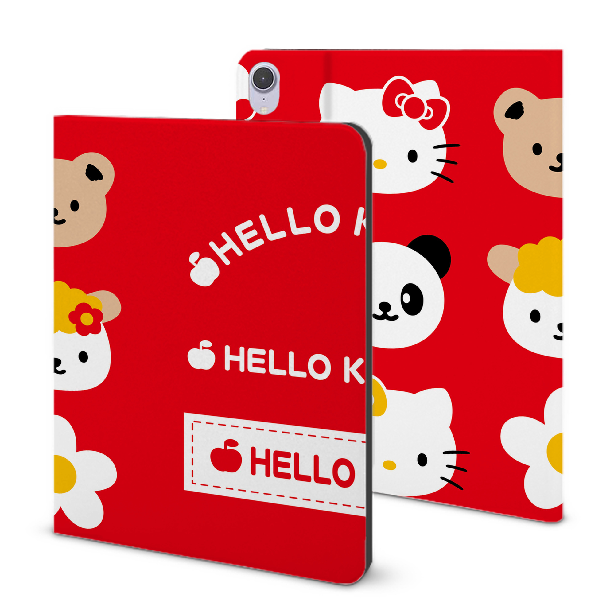 （画像用） Hello Kitty ハローキティ IPad ケース ブック型 PUレザー TPU 耐衝撃 軽量 薄型 ペン収納なし 全面保護 IPad 各モデル対応